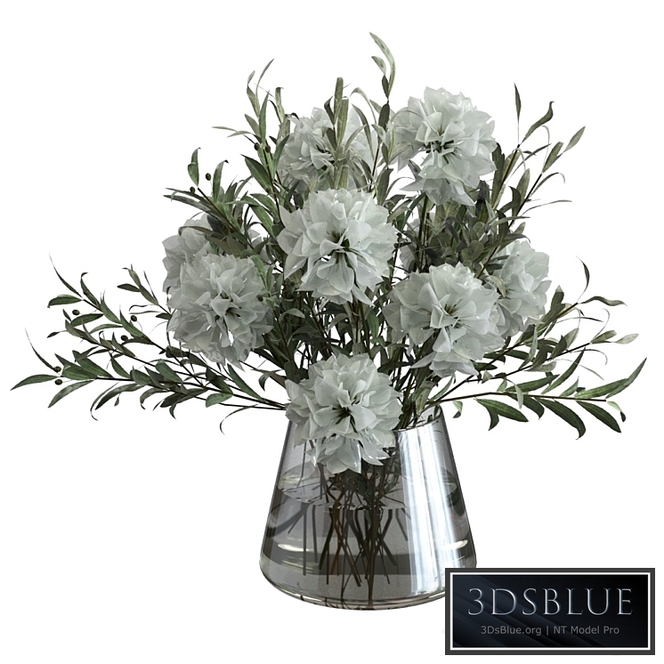 Olive bouquet with white flowers