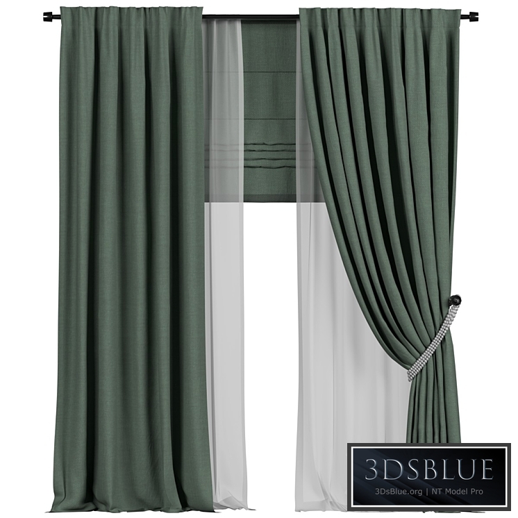 Tulle and roman curtains in the back