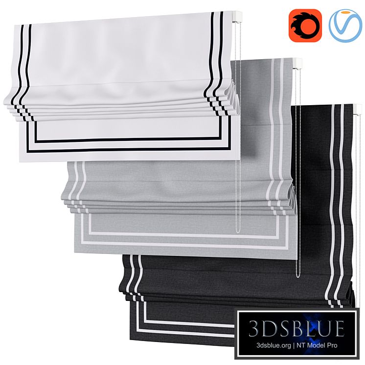 Roman Curtains 153 | Linen Blend Flat Roman Shades | Double ribbon