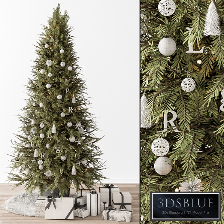 Christmas Decoration 33 - Christmas Green and White Tree with Gift