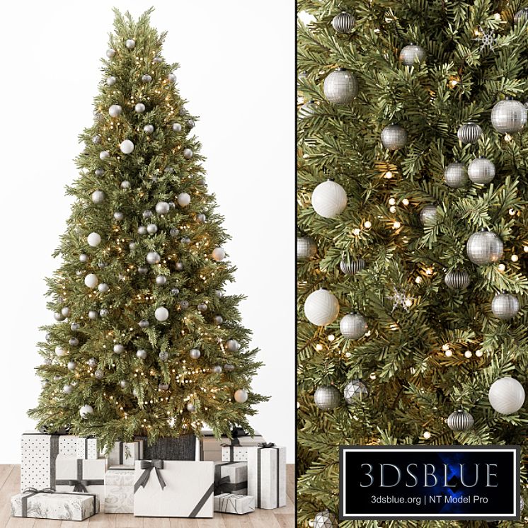 Christmas Decoration 36 - Christmas Silver and Green Tree with Gift