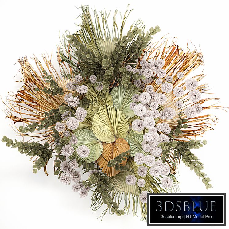 Decoration and installation for the wall of dried palm leaves wedding wreath of dried flowers. 230.