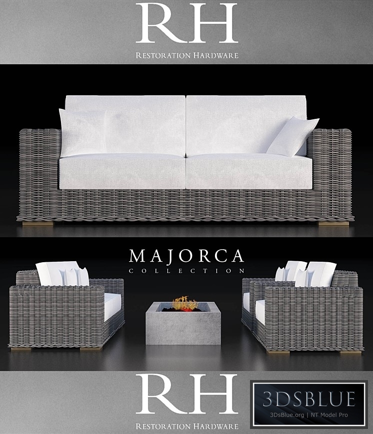 RH MAJORCA COLLECTION GREY SOFA