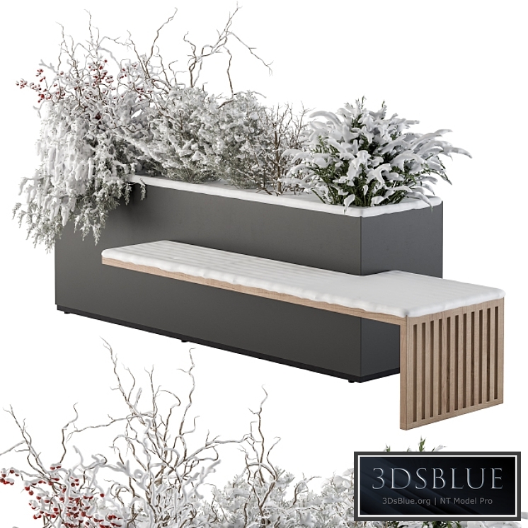 Urban Furniture snowy Bench with Plants- Set 30