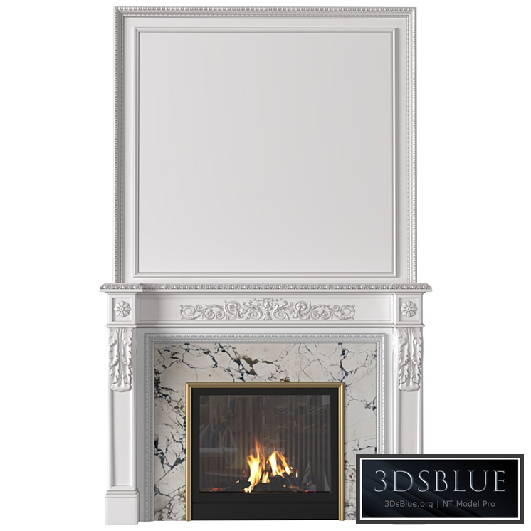 White Fireplace in a classic style. Fireplace in classic style