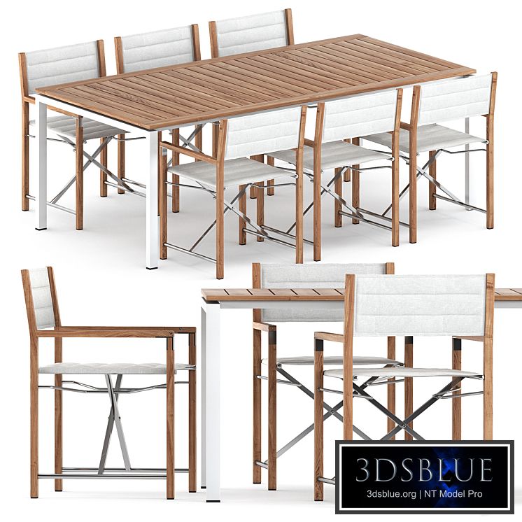 Cross chair teak and Trento dining table by Manutti