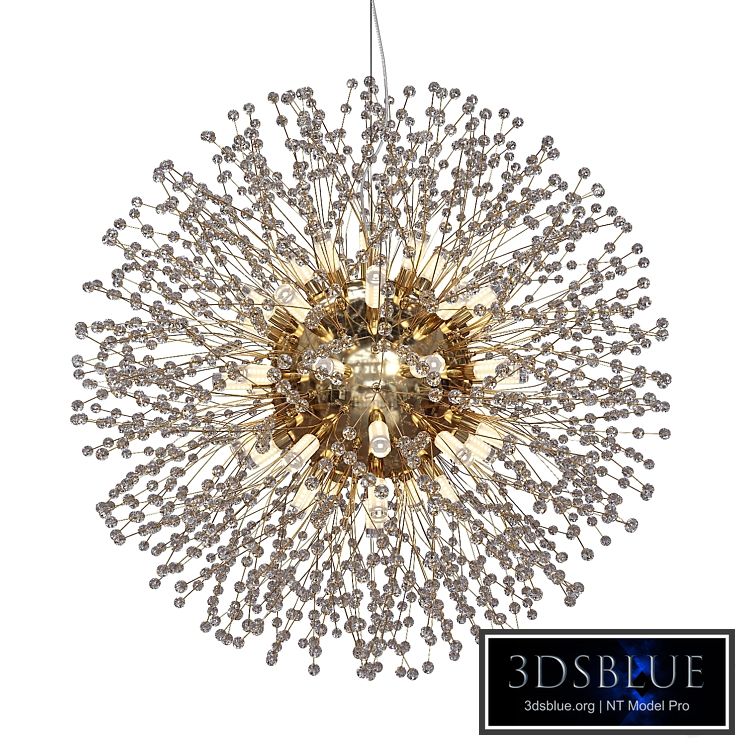 Designer chandelier in the form of a ball of crystal beams with a metal center Rosalia by Lampatron