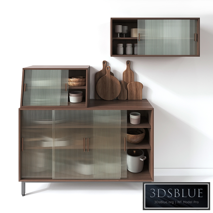 Wooden Glass Cabinets with Kitchen accessories