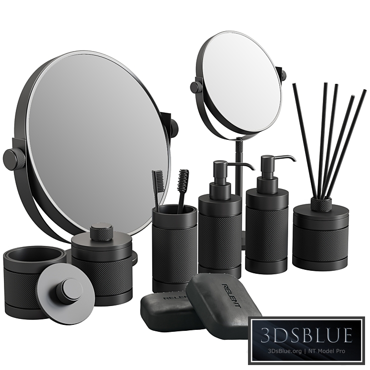 088 Bathroom Decor Set Accessories Charcoal Matte 00