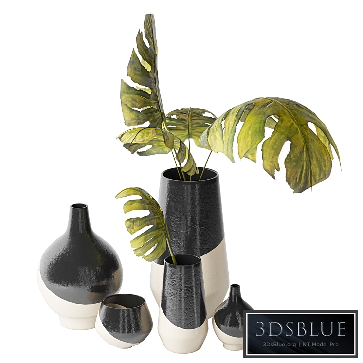 Half Dipped Stoneware Vases Slate