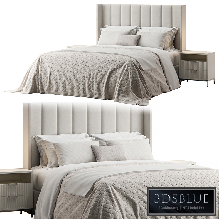 Emilie Upholstered Fabric Wing Headboard Bed