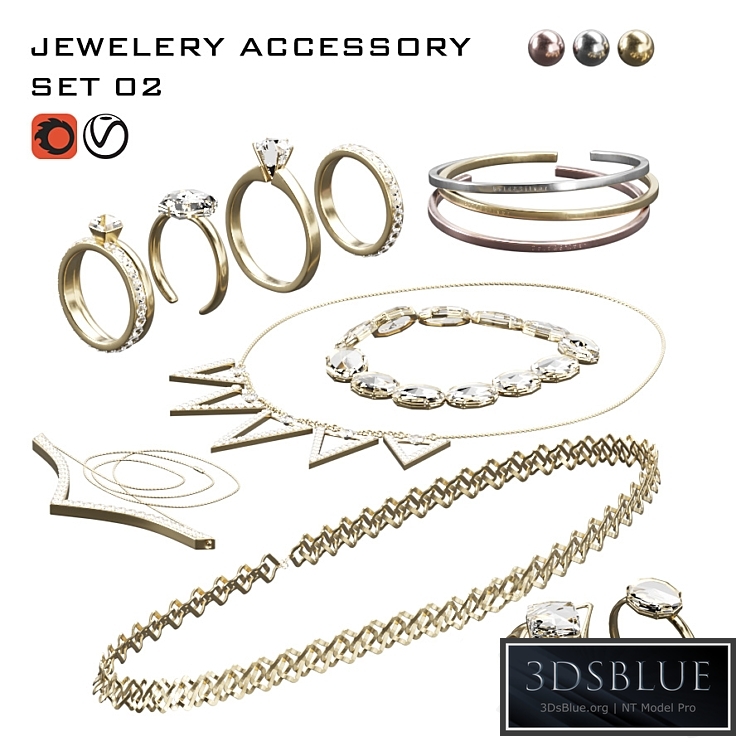 Complete set of gold and silver and crystal necklaces-bracelets and wedding rings