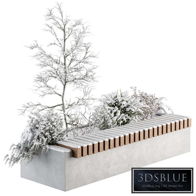 Urban Furniture snowy Bench with Plants- Set 32
