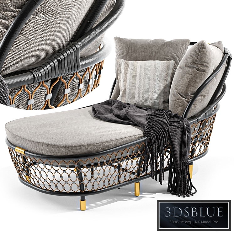Rattan sun lounger By visionnaire