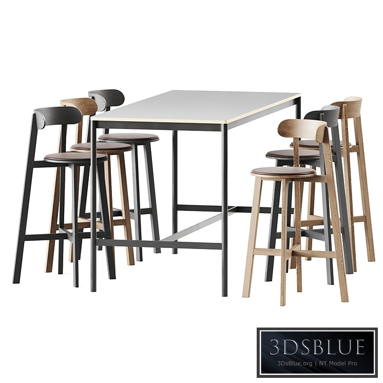 Base Table High Muuto and Roda Bar Stool by Branca Lisboa