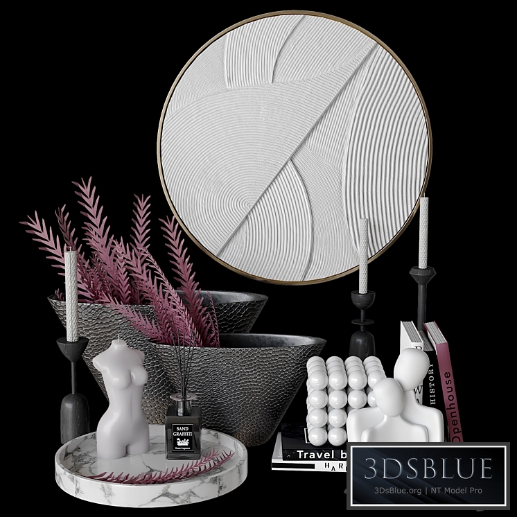 Decorative set with bas-relief