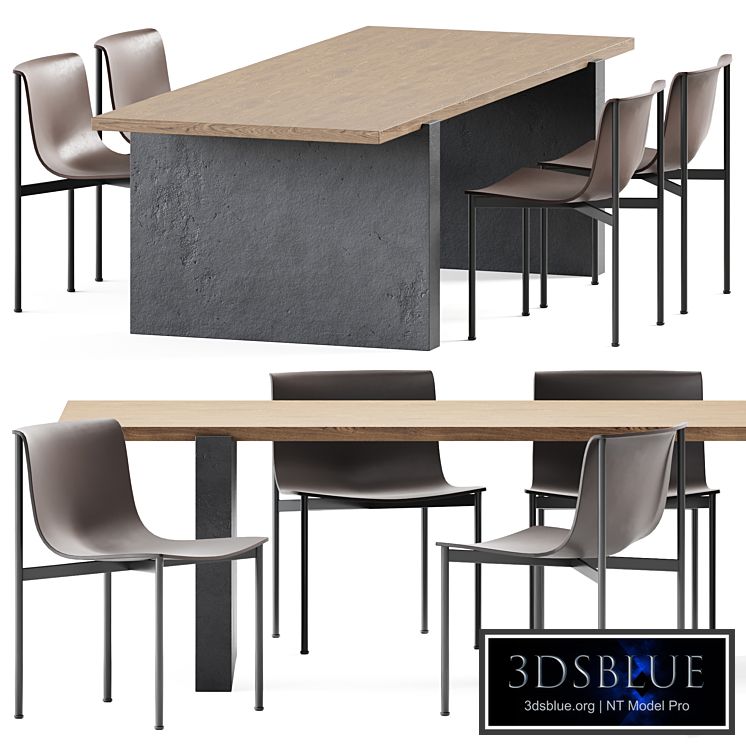 Table Accademia by Cimento and Ombra Leather chair by Lema