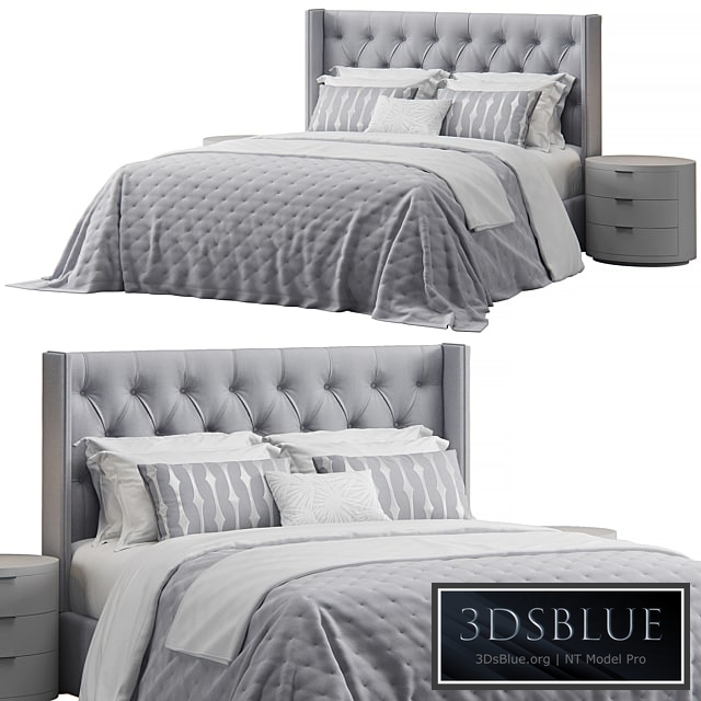 Queen tufted wing headboard bed