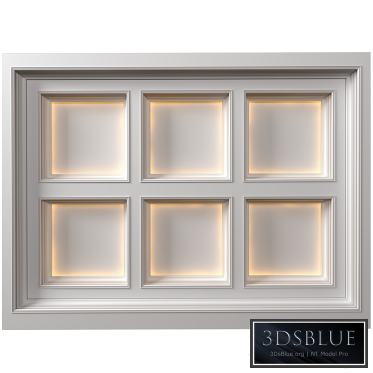 Modern coffered illuminated ceiling Art Deco style