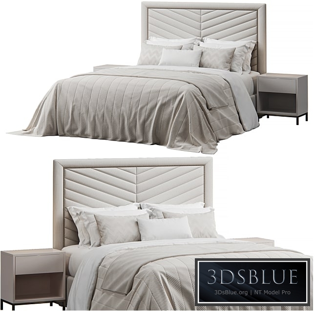 Rhys Dovetail Tufted Nailhead Headboard Bed