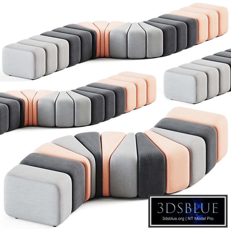 Curved Modul Pouffe by Bla Station