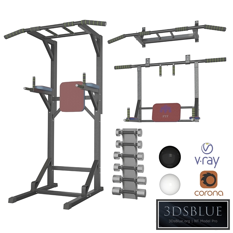 Wall horizontal bar, horizontal bar 3 in 1 and Dumbbells