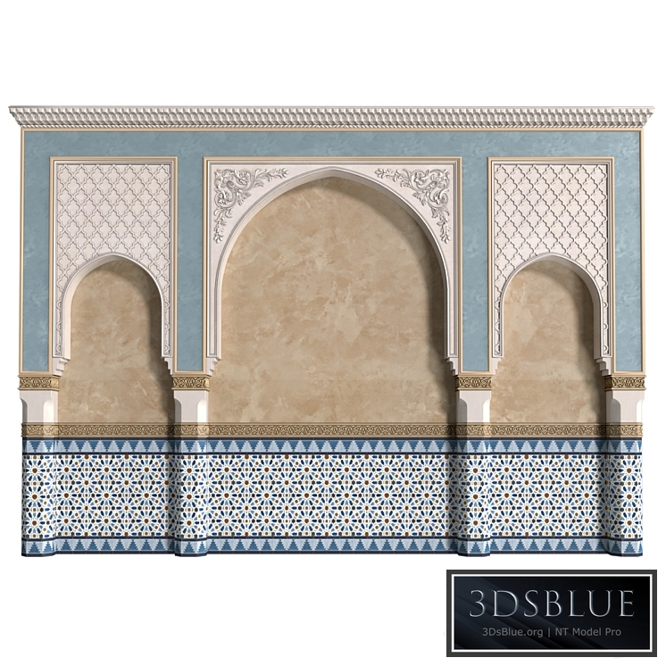 Arch in oriental style. Arab decorative wall. Arabic wall.Oriental Wall paneling