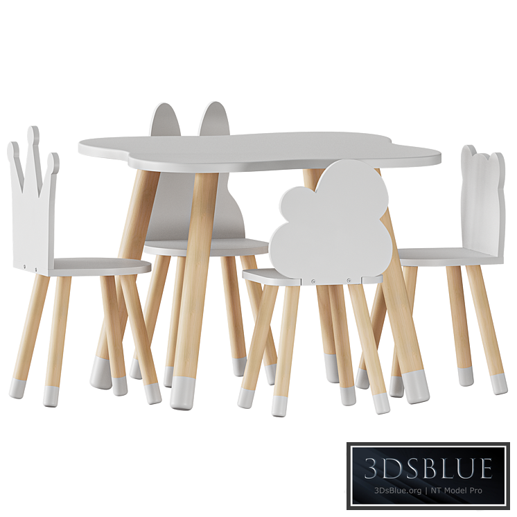 FUN Wooden Kids Table and Chairs Set
