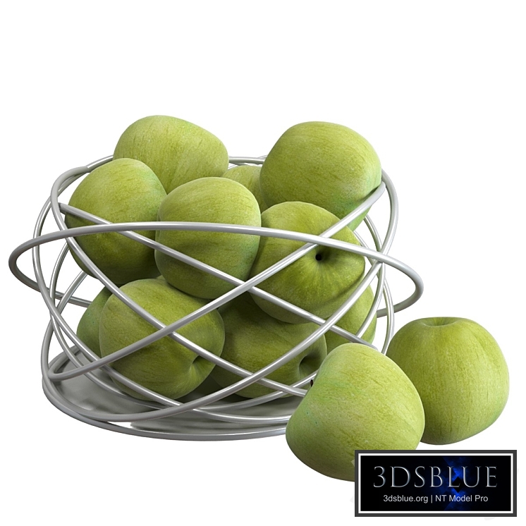 Green apples in a metal vase