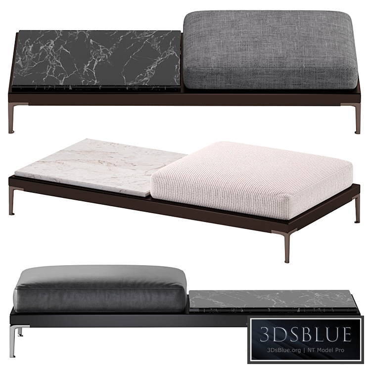 Minotti Patio Pouf 180 cm Fabric and Leather