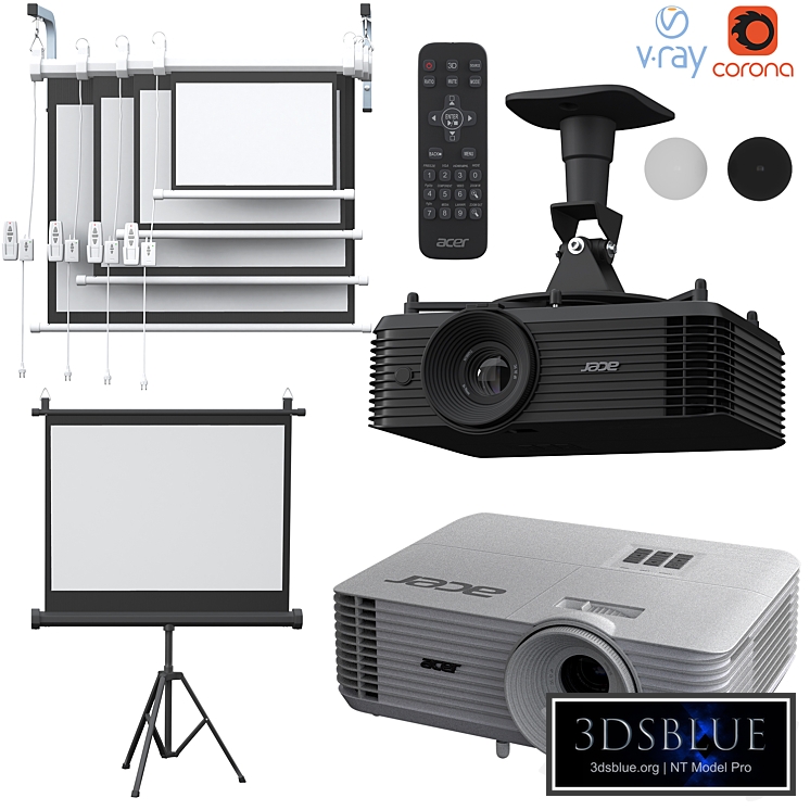 Projector Acer X1326AWH black and white + projection screens