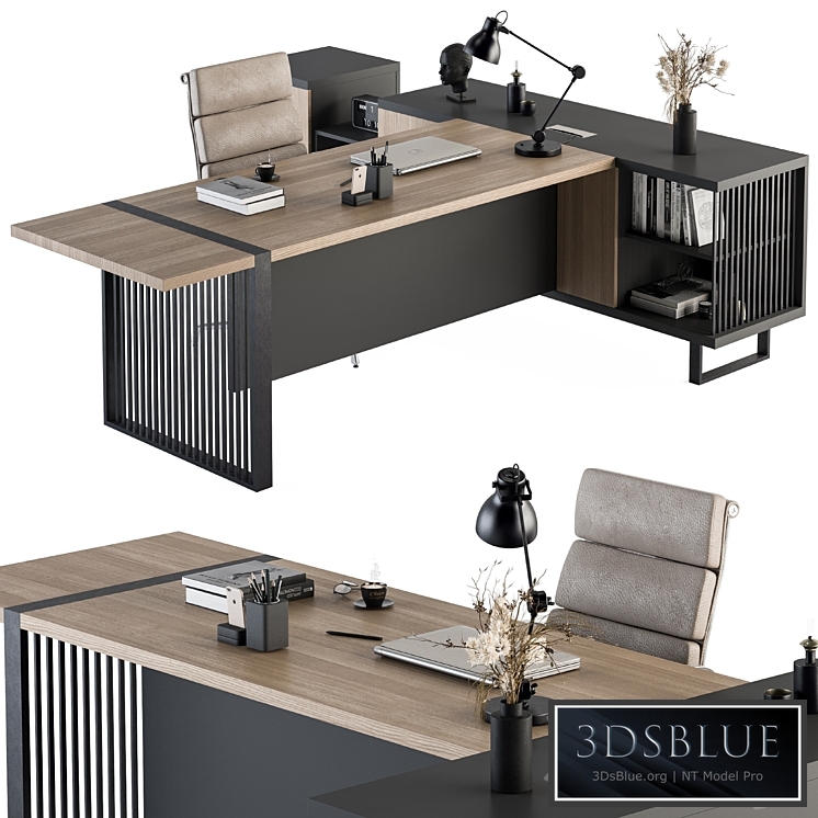 Manager Desk Wood and Black - Office Furniture 264