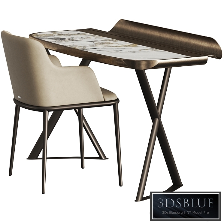 Cattelan Italia Cocoon Keramik Desk and Magda Ml Armchair