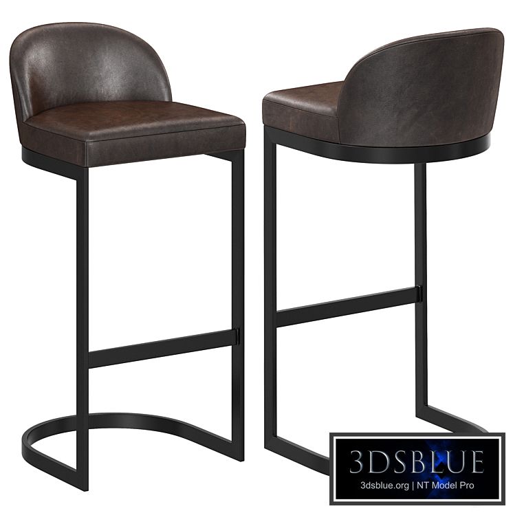 Restoration Hardware 1960s Rome Leather Bar Stool