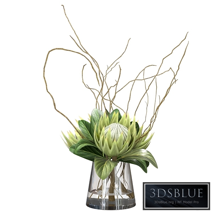 Green bouquet with protea