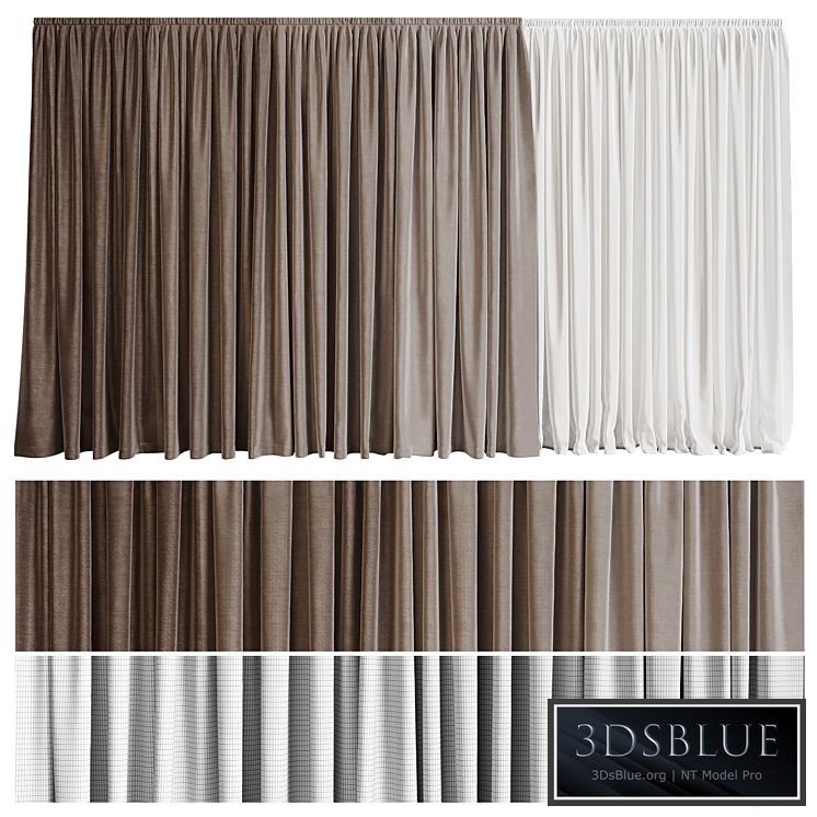Curtain in four shades with tulle