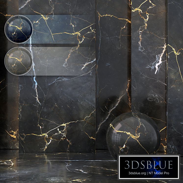 3 Imperial Gold Black Marble (Seamless - Tileable)