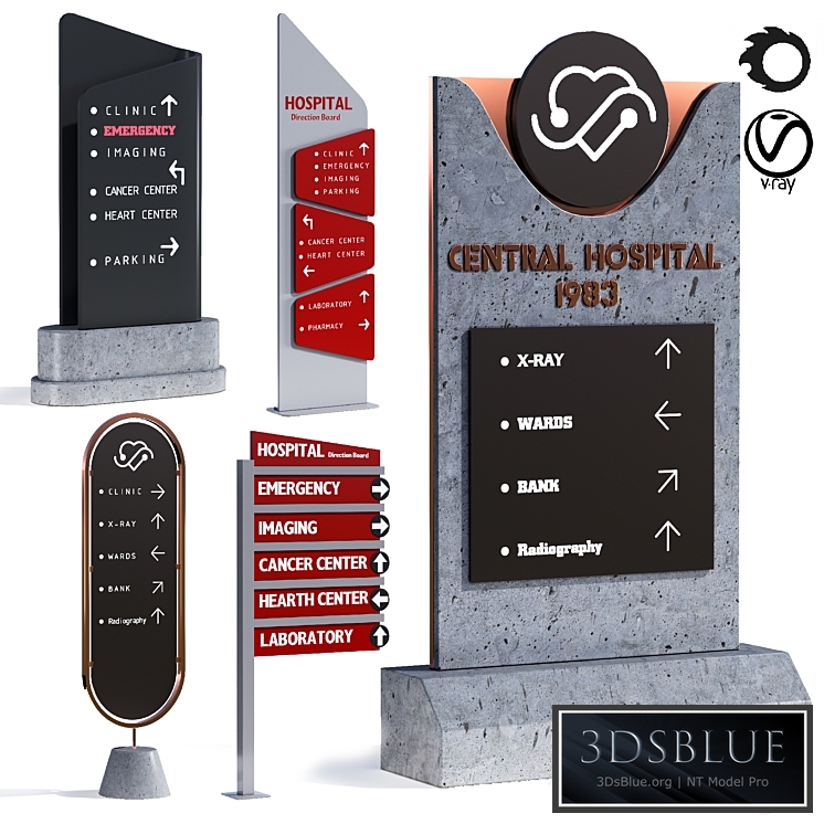 3d model of hospital information board for exterior