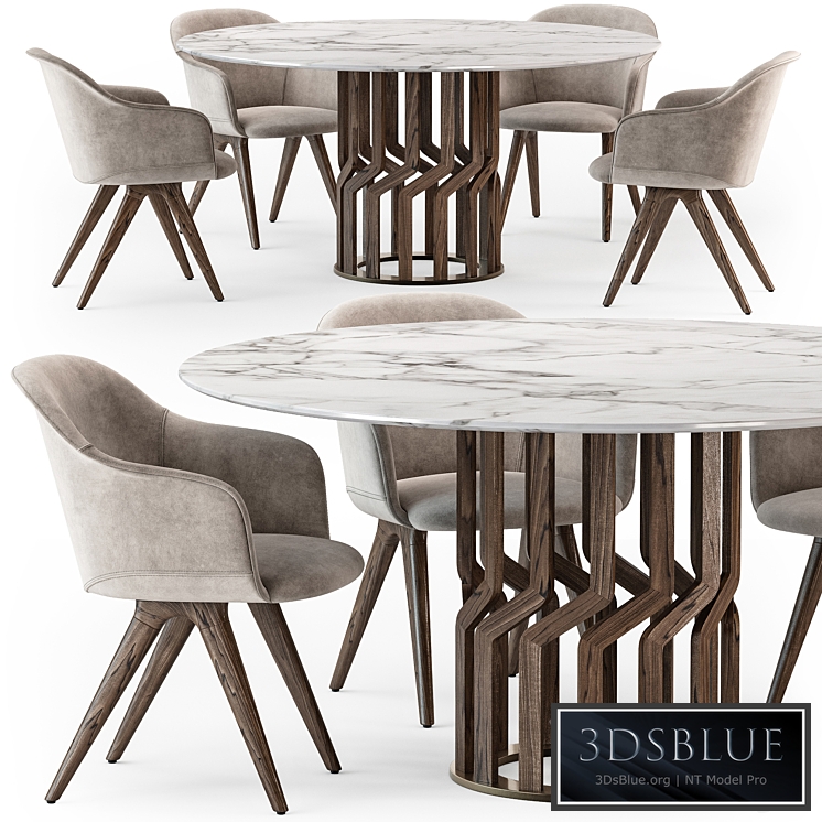 Potocco Intreccio table Lyz wood armchair