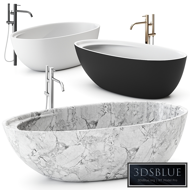 Eclipse Carrara Marble Bathtub by Antonio Lupi Design Washbasin