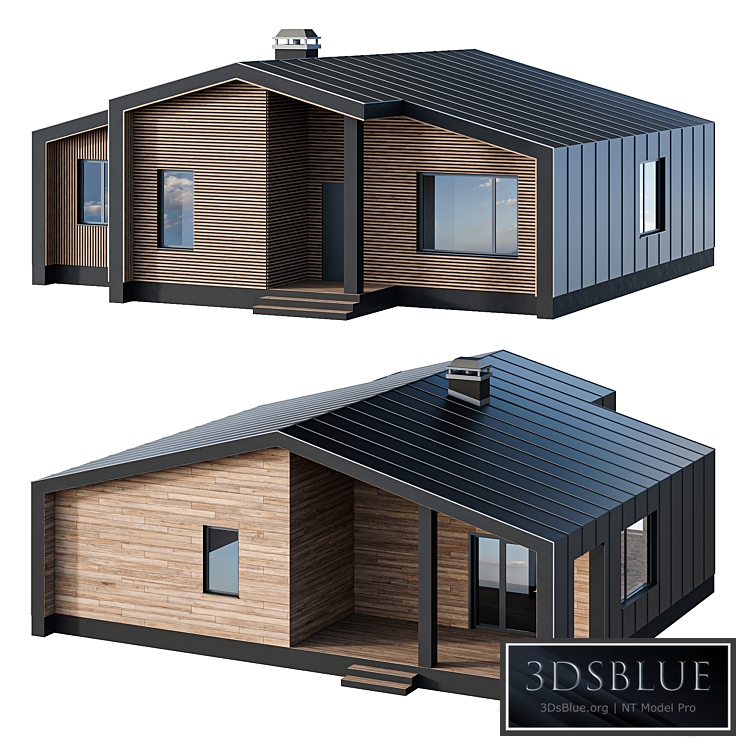 One-story barnhouse in two facade finishes