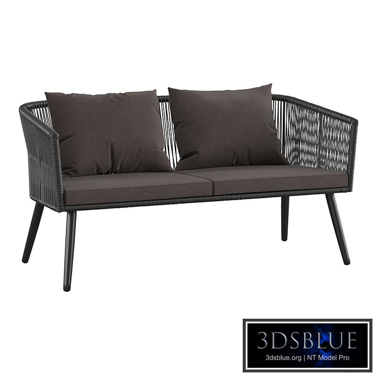 Outdoor garden 2-seater couch made of artificial rattan