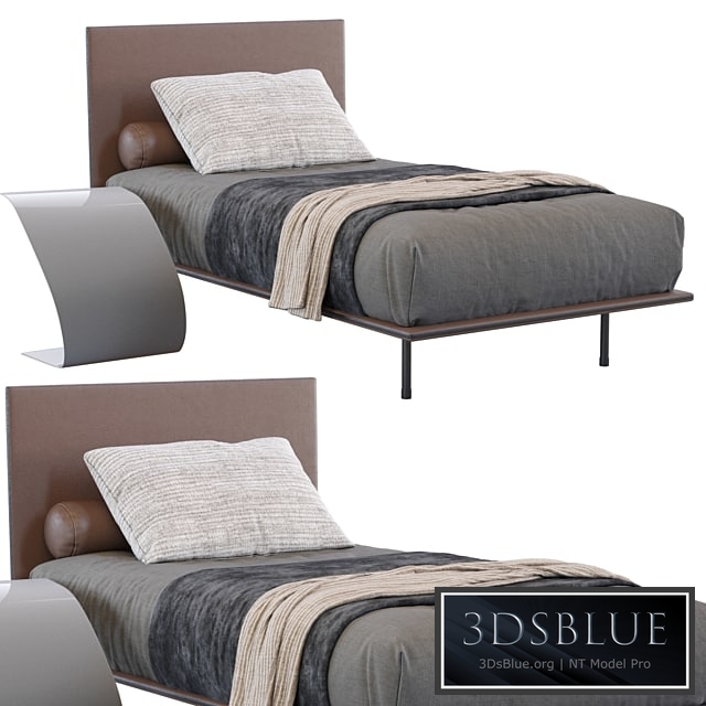 Leather Thin Single Bed By Bonaldo