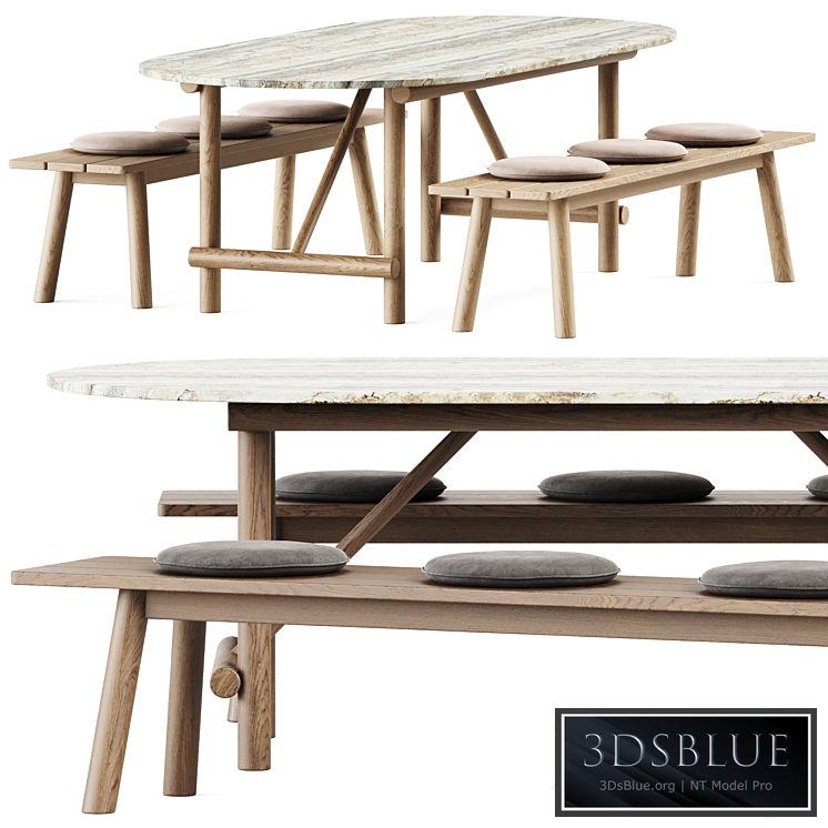 Ayana Outdoor Table and Bull Bench by B&B Italia