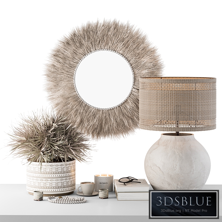 Decorative Set moon Thatch with Dried Plant - Set 105