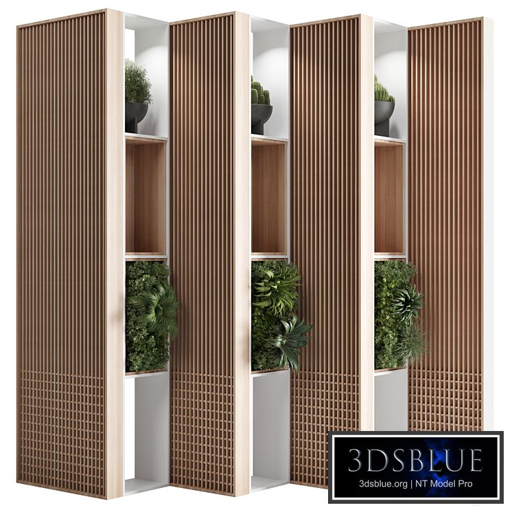 Wooden Partition With Plant 01
