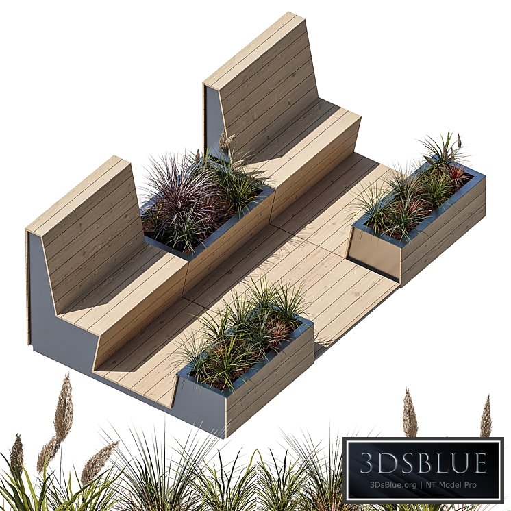 Parklet with two benches