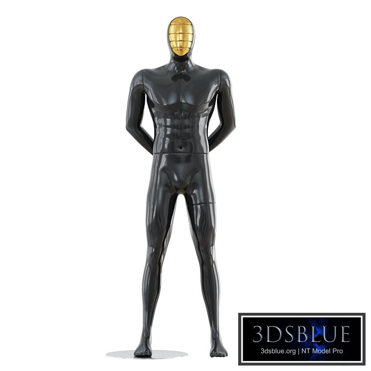 Black mannequin with gold mask 166