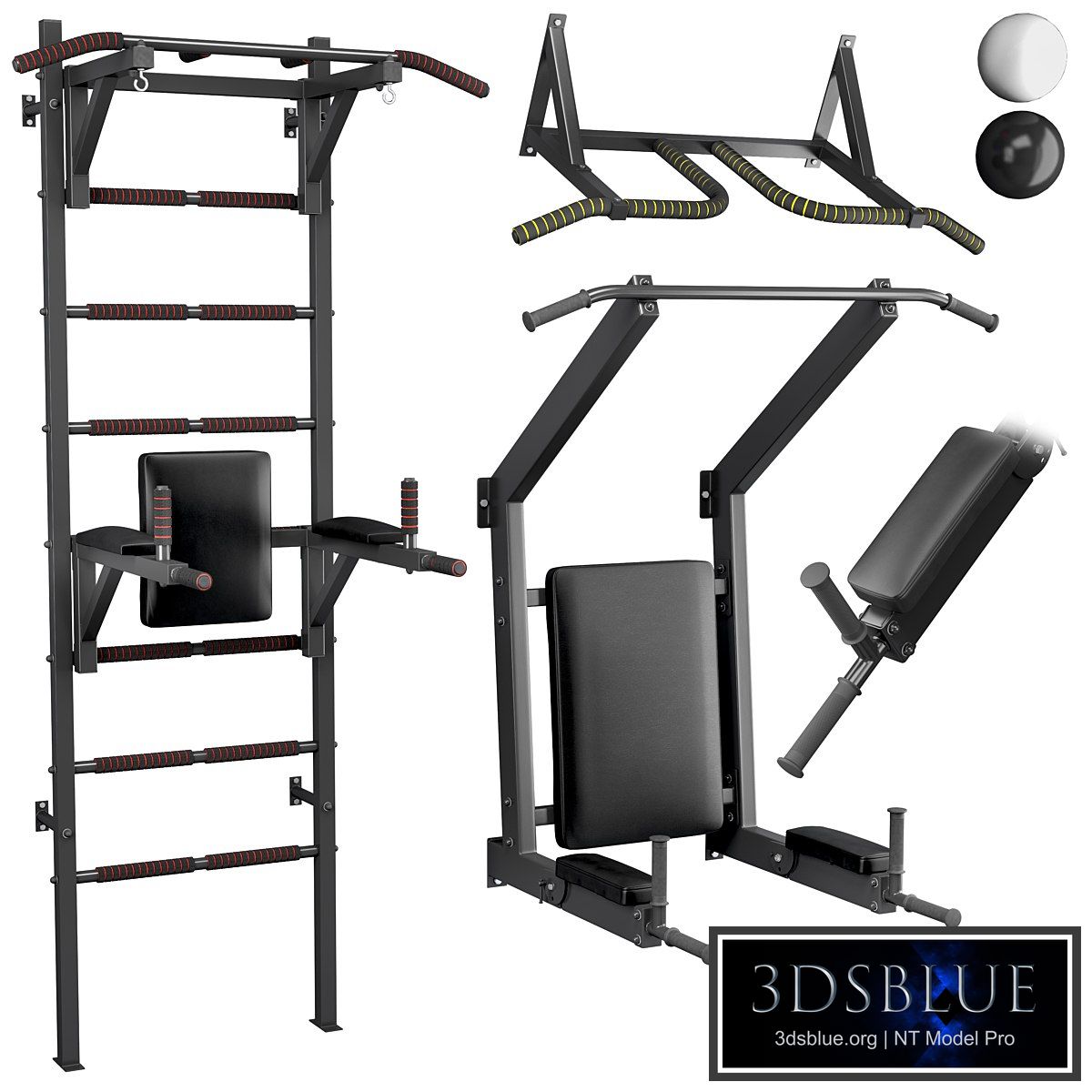 Set - Swedish wall, horizontal bar-press folding bars and horizontal bar wall