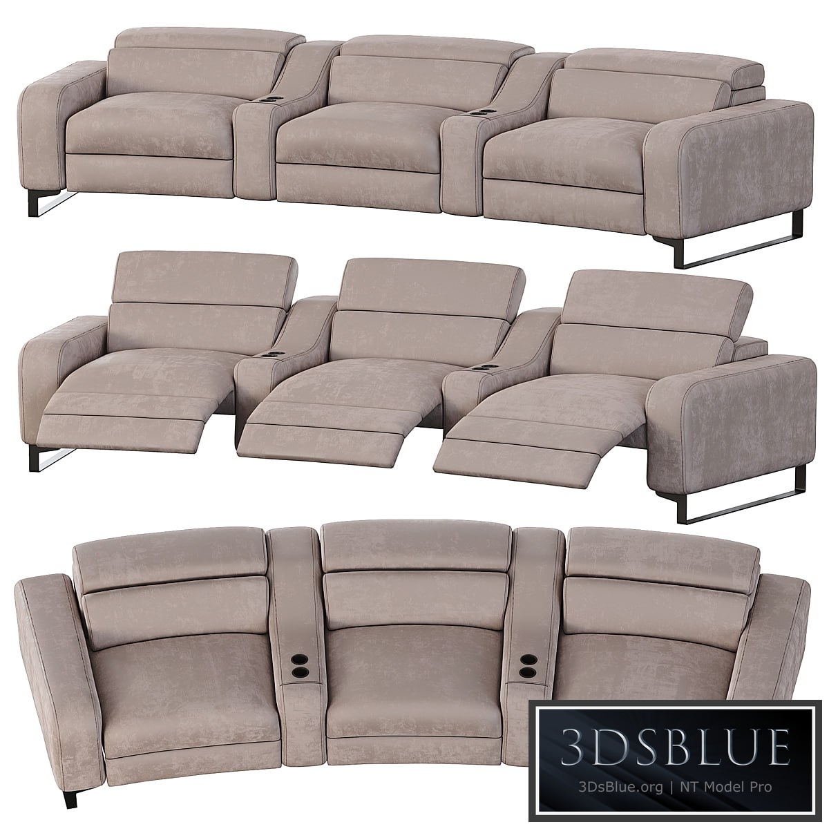 Curved cinema chair Lory Theater by Braccisofas